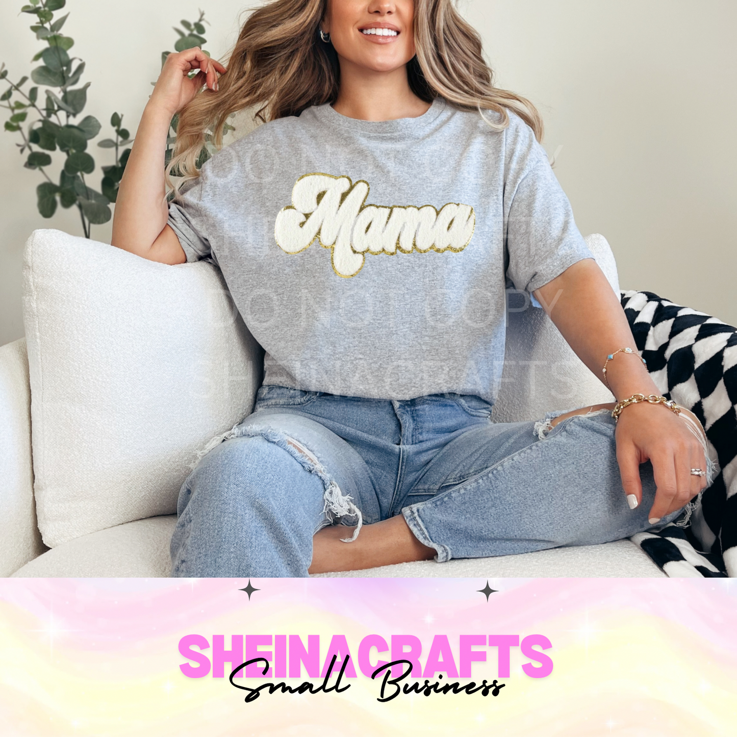 MAMÁ with chenille patch (white) #21P
