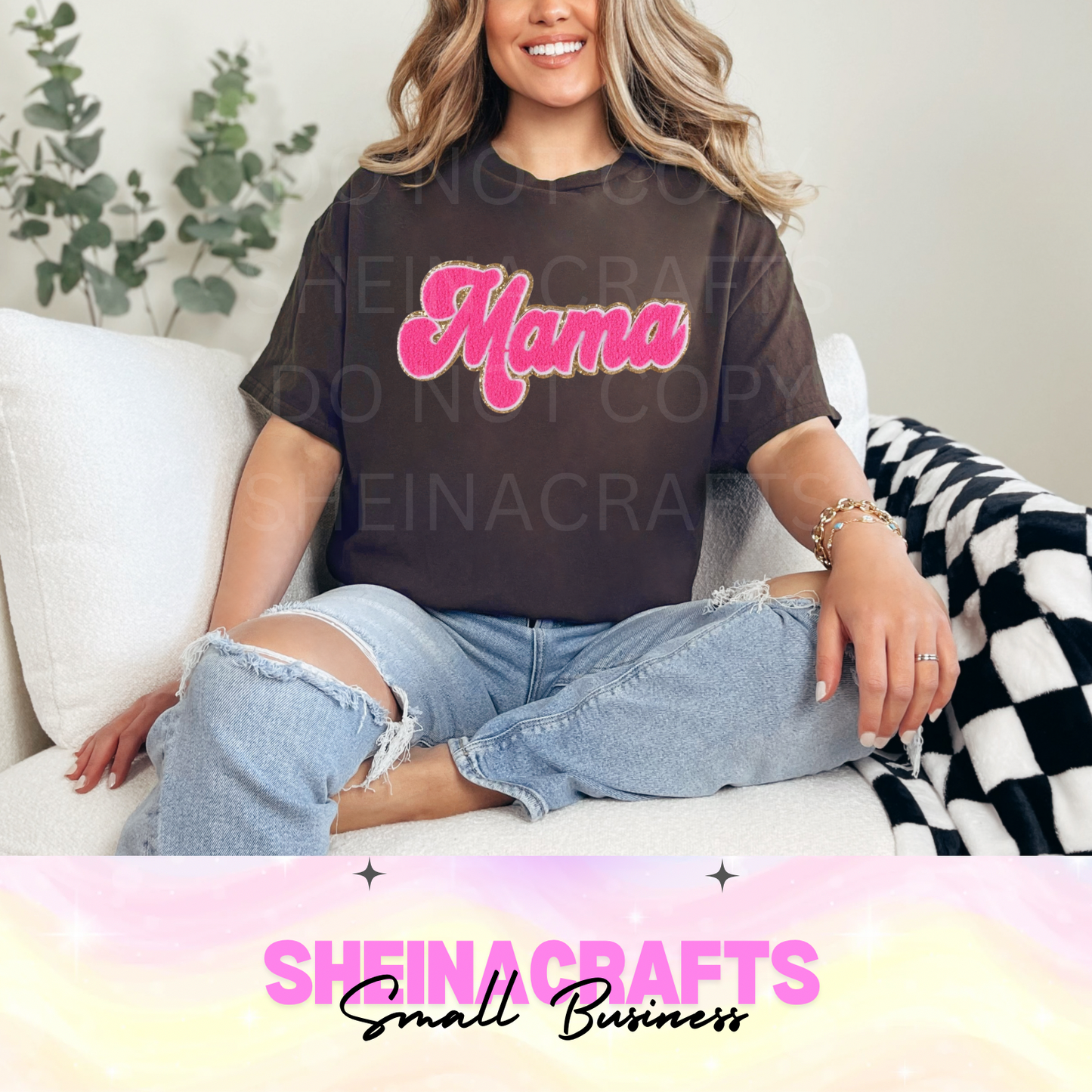 MAMÁ with chenille patch(pink) #22P