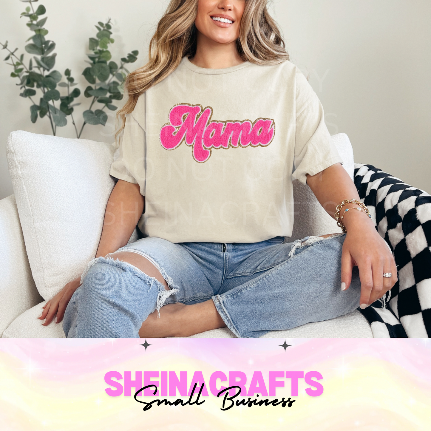 MAMÁ with chenille patch(pink) #22P