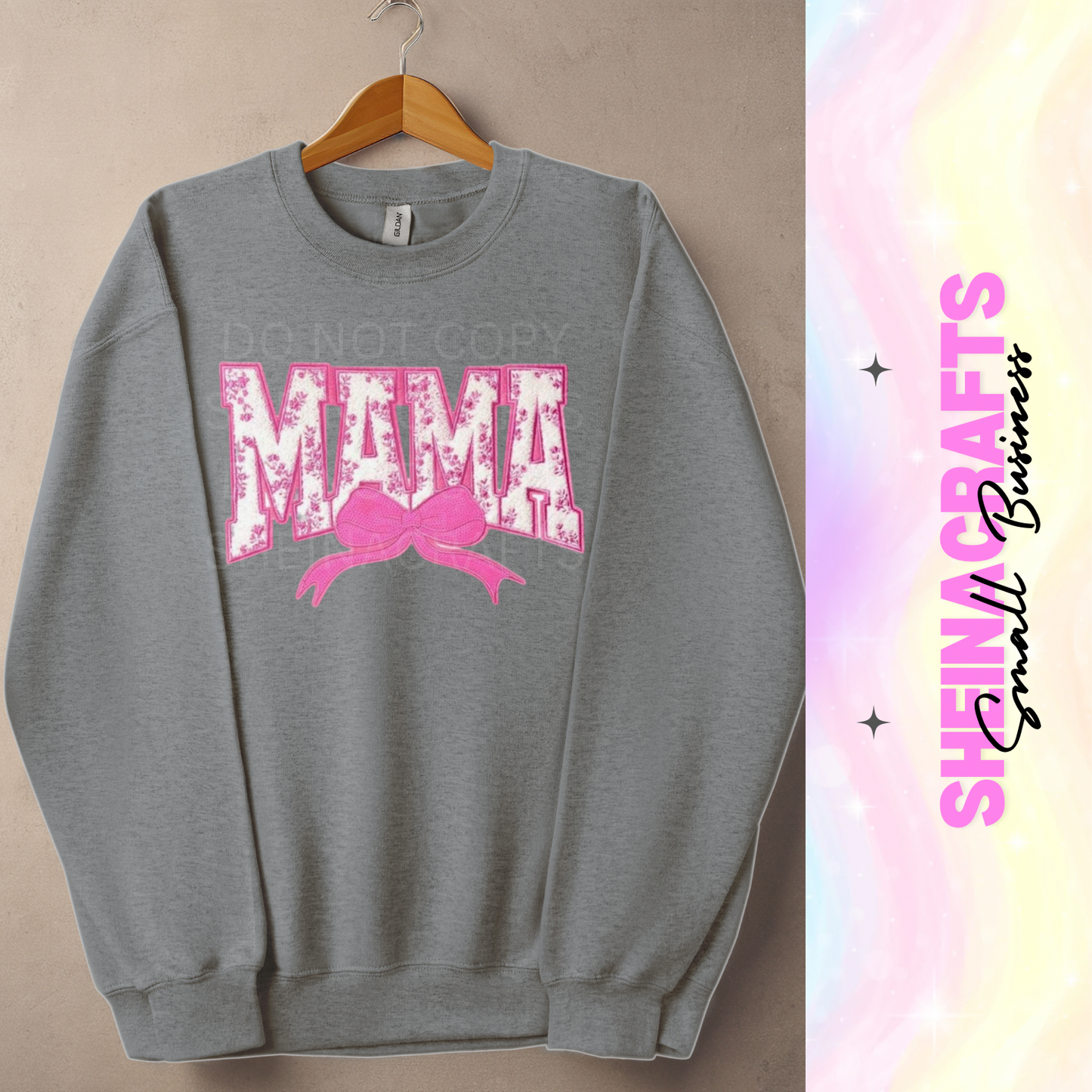 Mama bow w/chenille patch #4