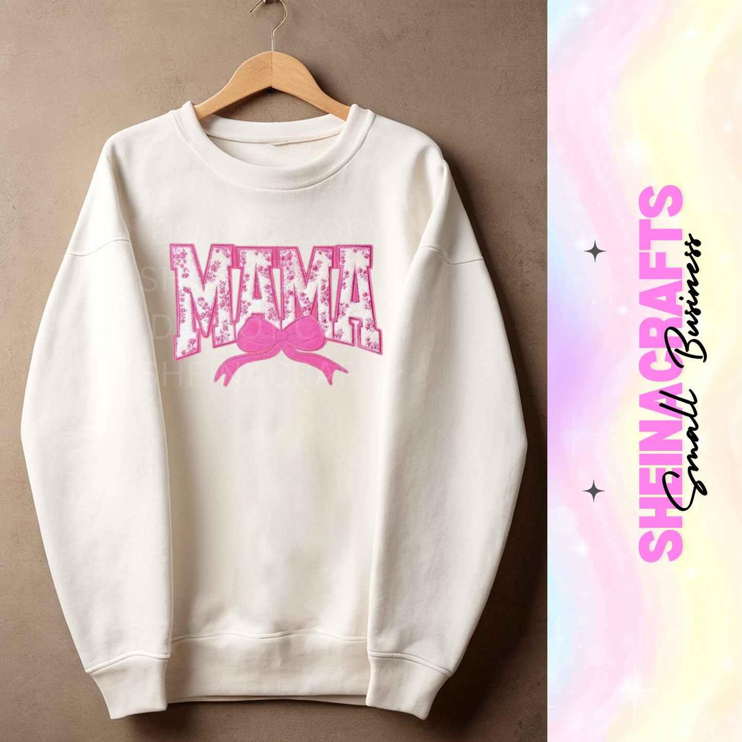Mama bow w/chenille patch #4