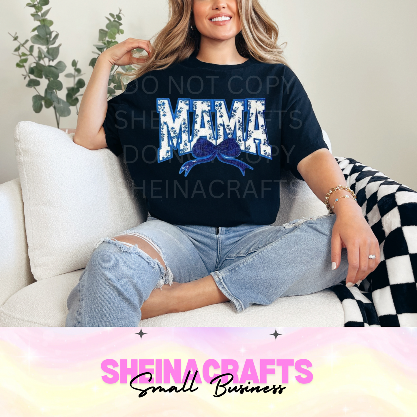 MAMÁ with chenille patch (blue) #16P