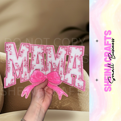 Mama bow w/chenille patch #4
